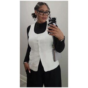 MADEWELL Linen Scoop Neck Cutaway Vest in Salt Size US 4